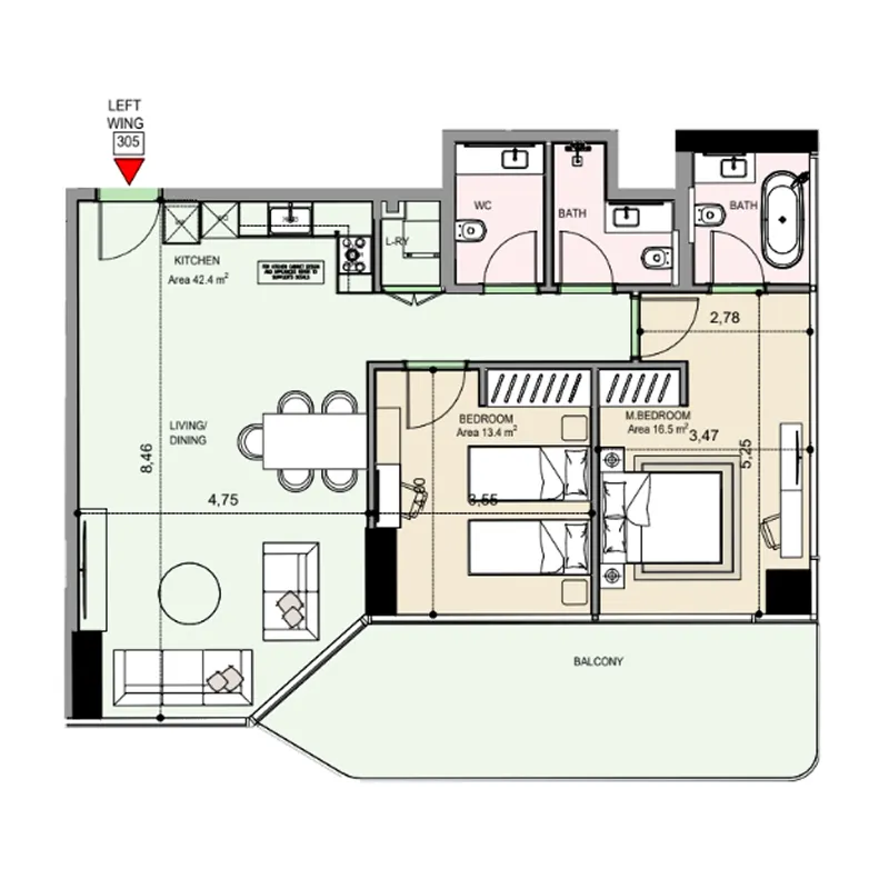 Floor plan — 2 BR