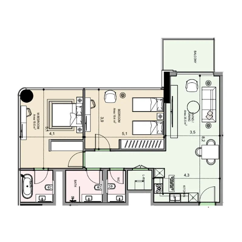 Floor plan — 2 BR