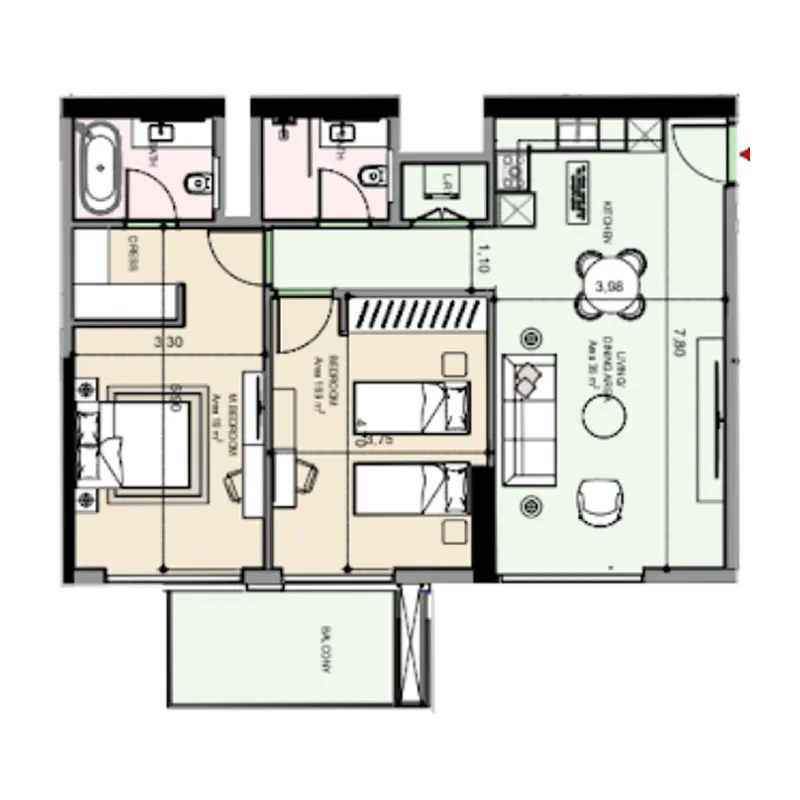 Floor plan — 2 BR