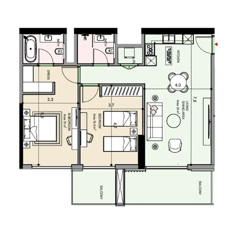 Floor plan — 2 BR