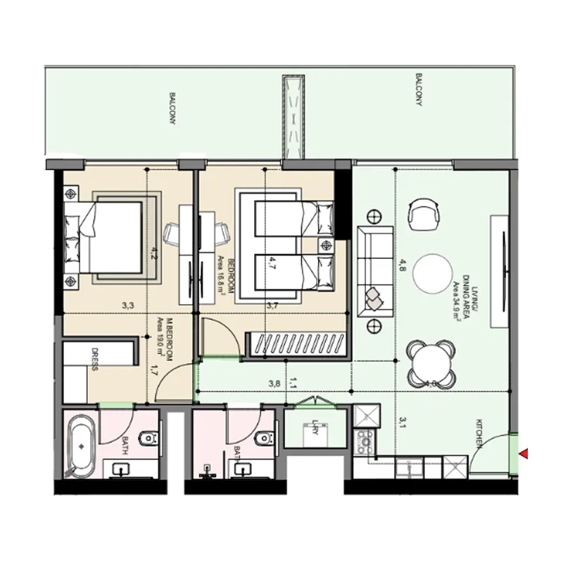 Floor plan — 2 BR