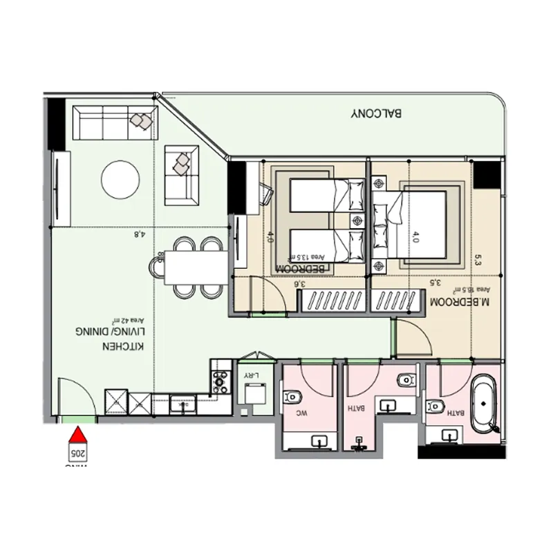 Floor plan — 2 BR