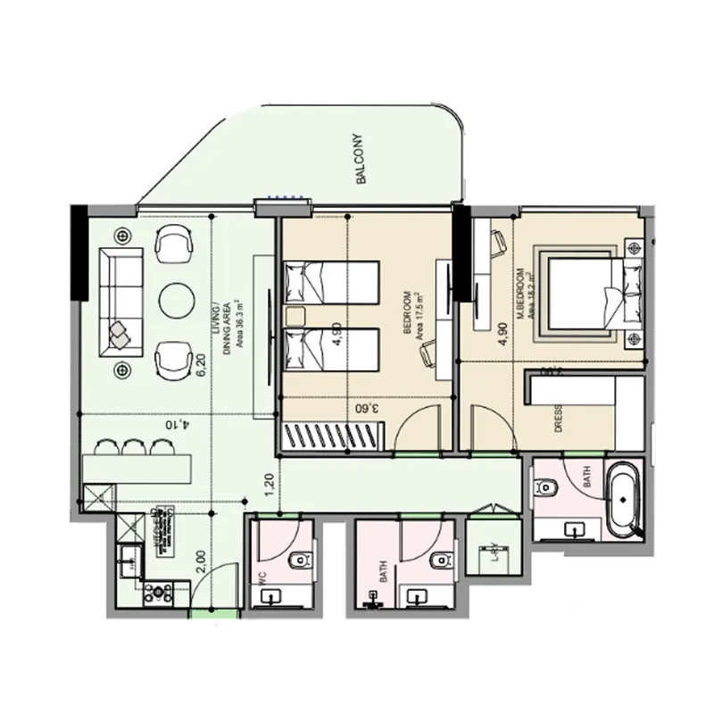 Floor plan — 2 BR
