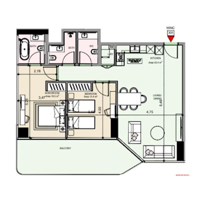 Floor plan — 2 BR
