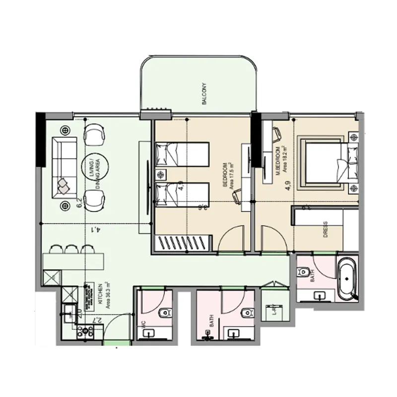 Floor plan — 2 BR