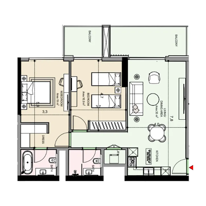 Floor plan — 2 BR