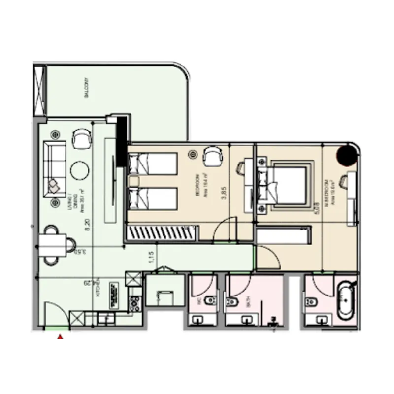 Floor plan — 2 BR