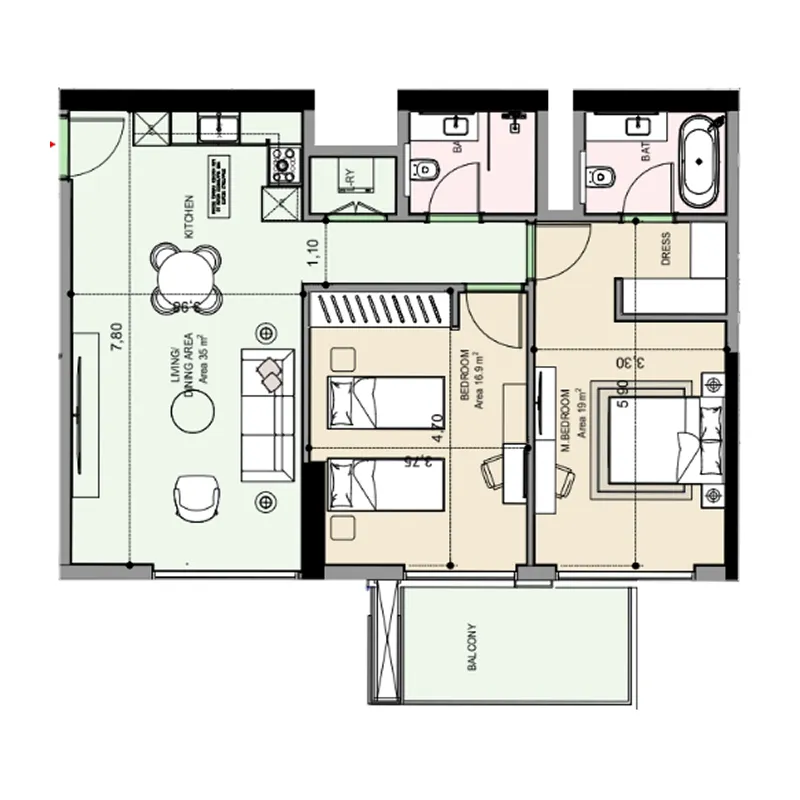 Floor plan — 2 BR