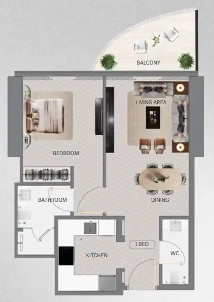 Floor plan — 1 BR