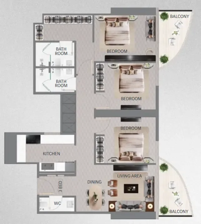 Floor plan — 3 BR