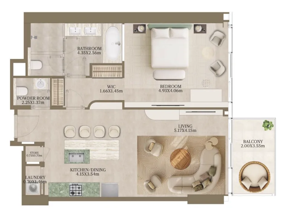 Floor plan — 1 BR