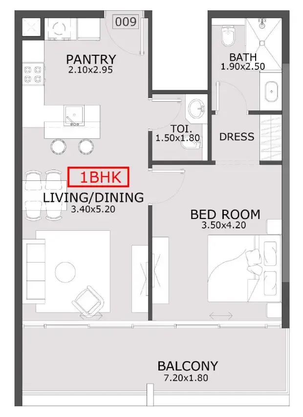 Floor plan — 1 BR