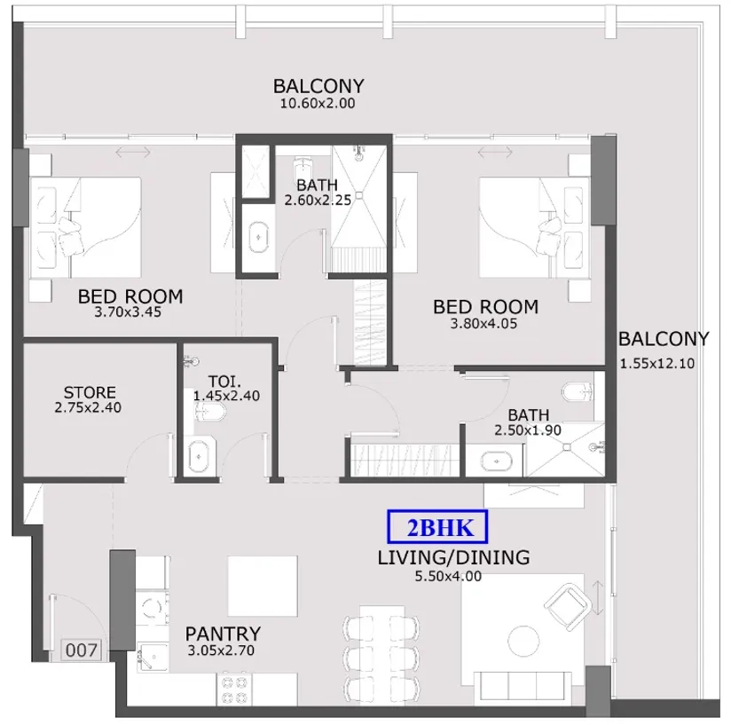 Floor plan — 2.5 BR