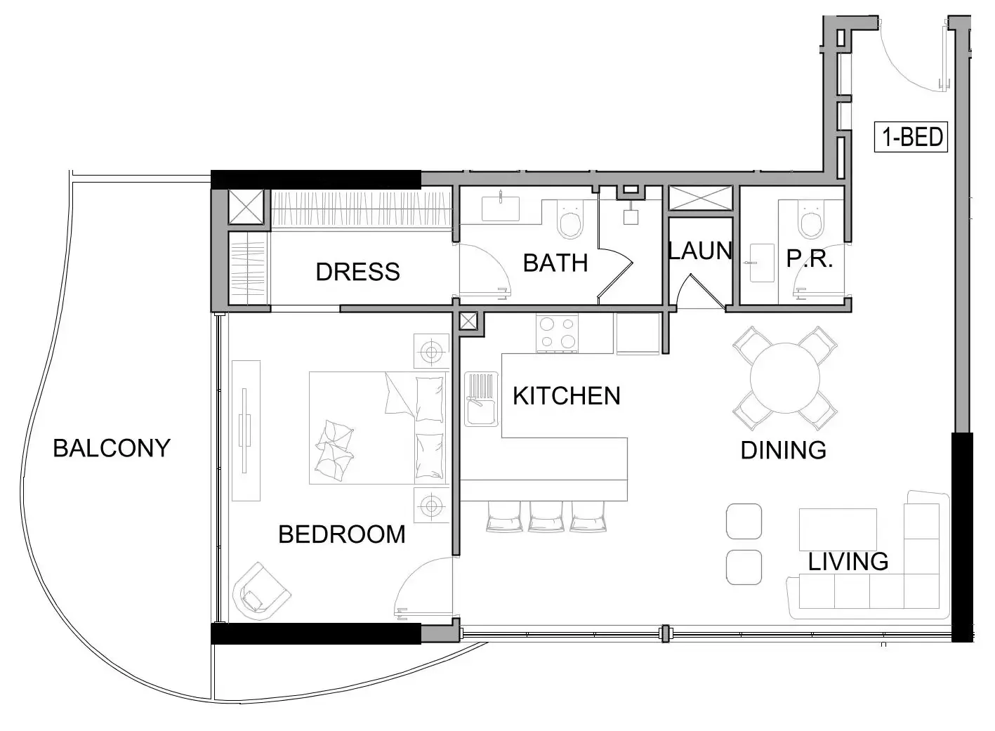 Floor plan — 1 BR