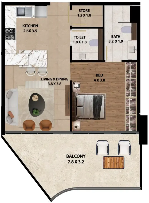 Floor plan — 1 BR
