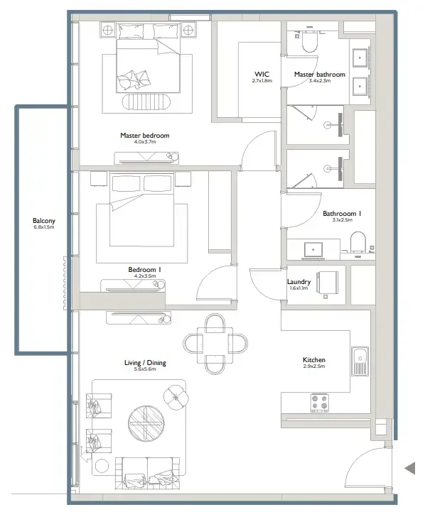 Floor plan — 2 BR
