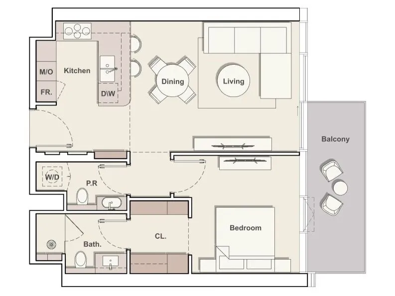 Floor plan — 1 BR
