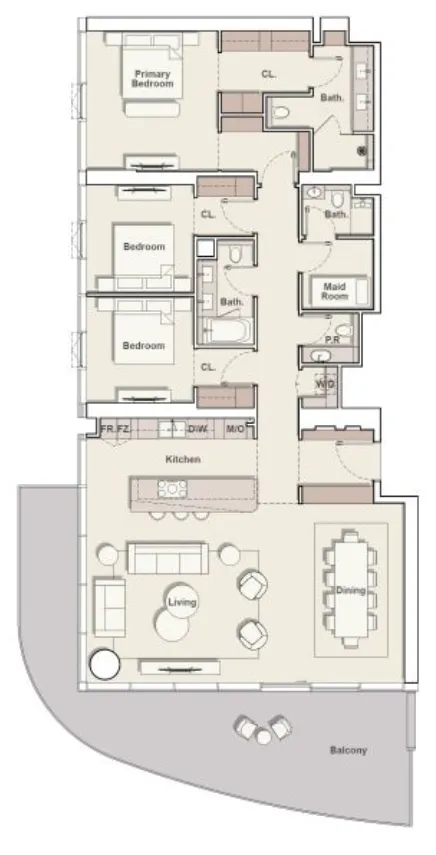 Floor plan — 3 BR