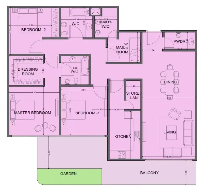Floor plan — 3 BR