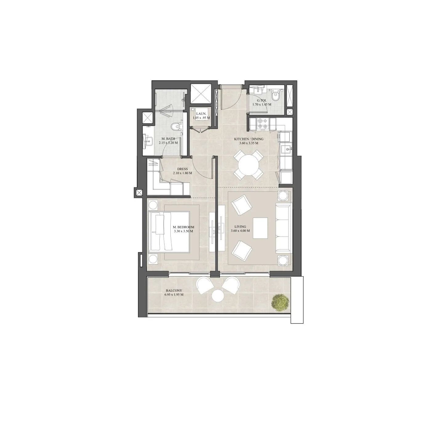 Floor plan — 1 BR