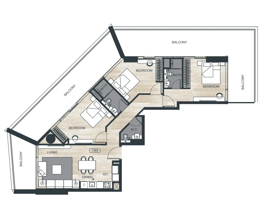 Floor plan — 3 BR