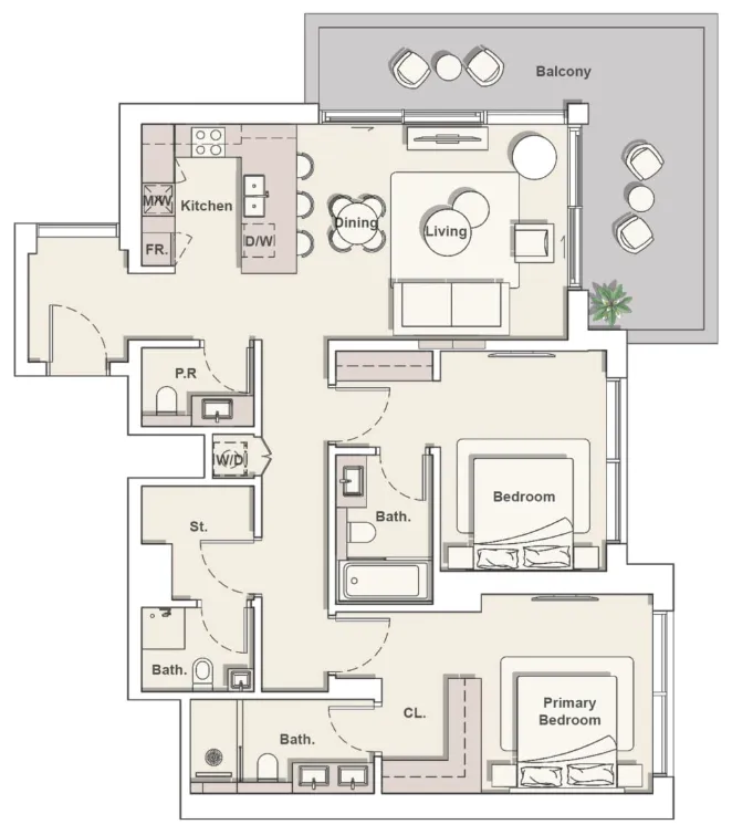 Floor plan — 2 BR