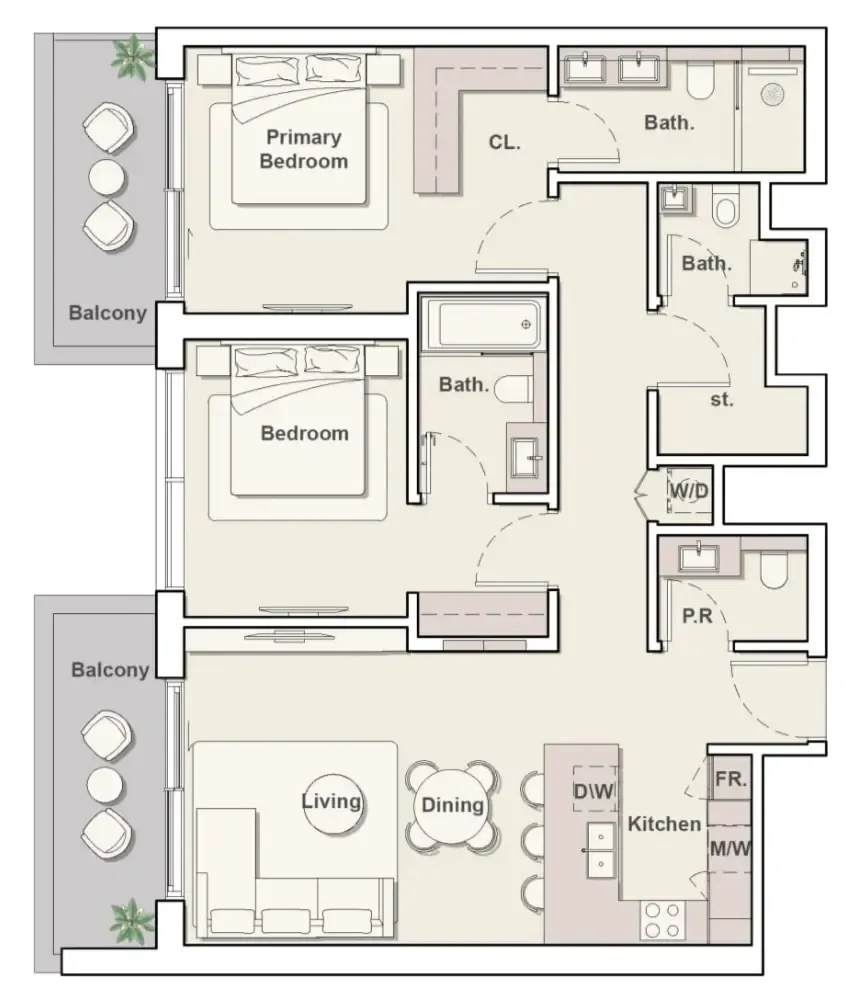 Floor plan — 2 BR