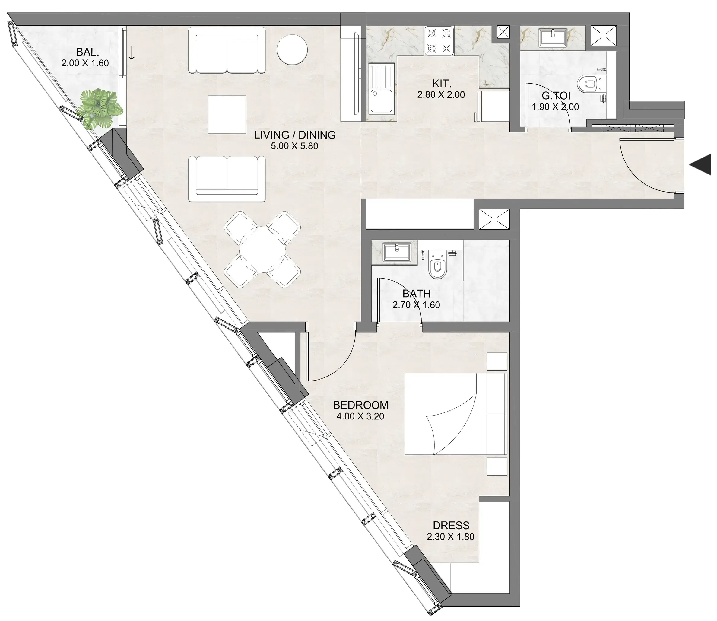 Floor plan — 1 BR