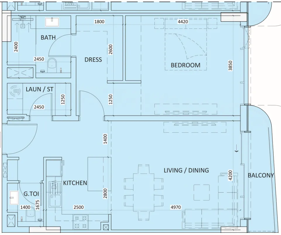 Floor plan — 1 BR