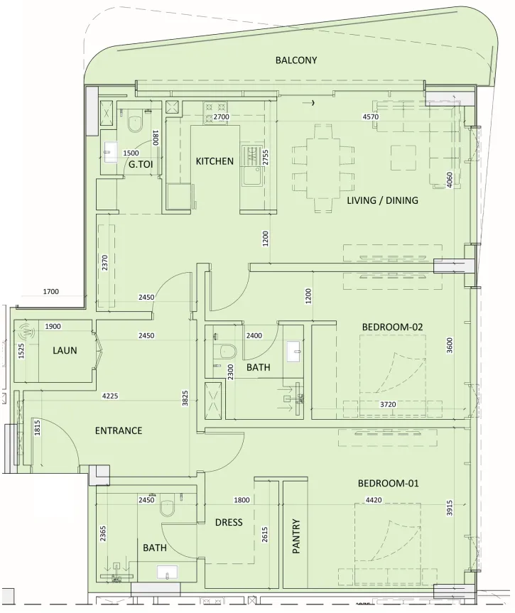 Floor plan — 2 BR