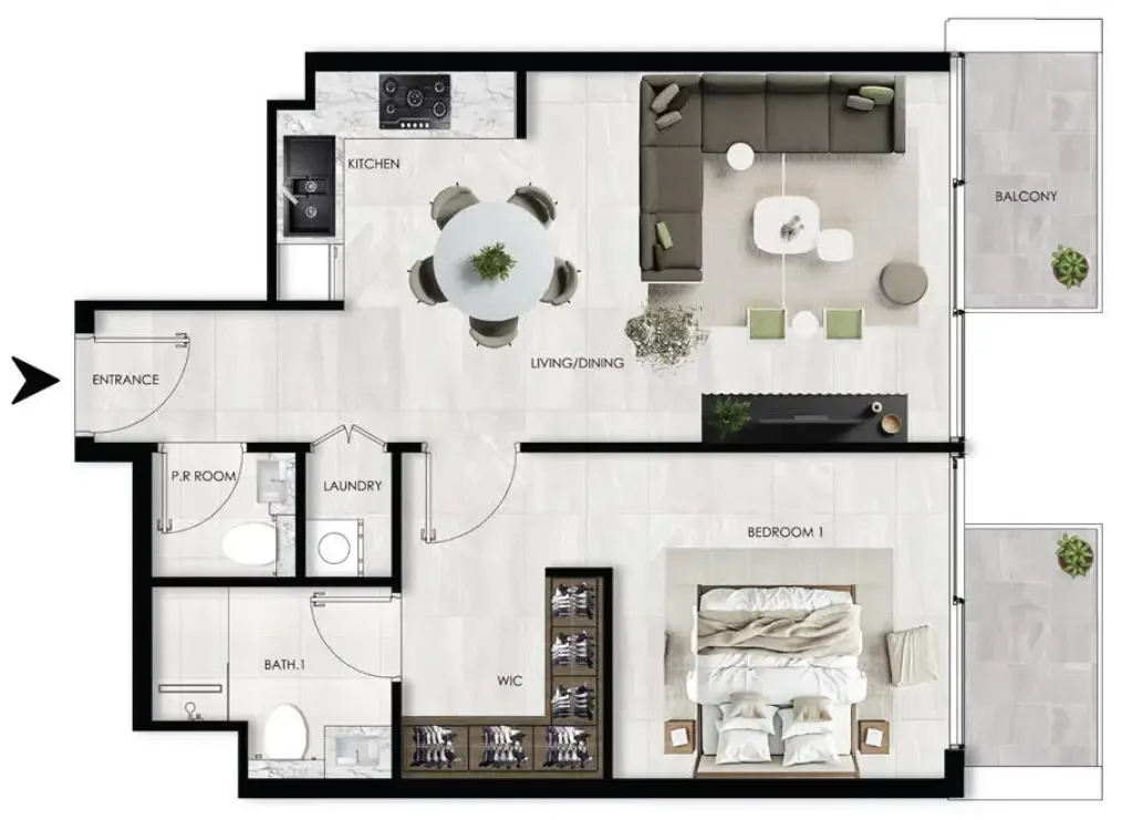 Floor plan — 1 BR