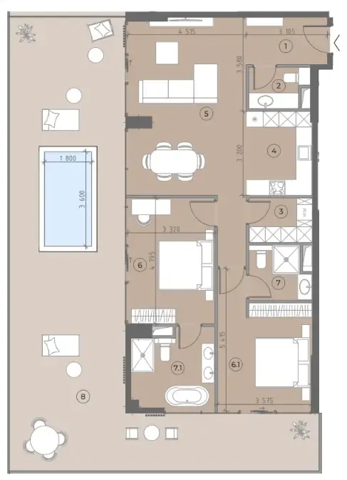 Floor plan — 2.5 BR