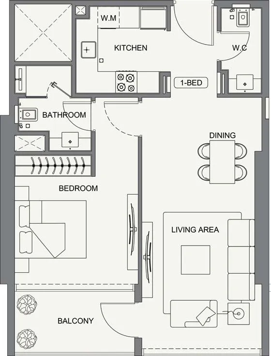 Floor plan — 1 BR