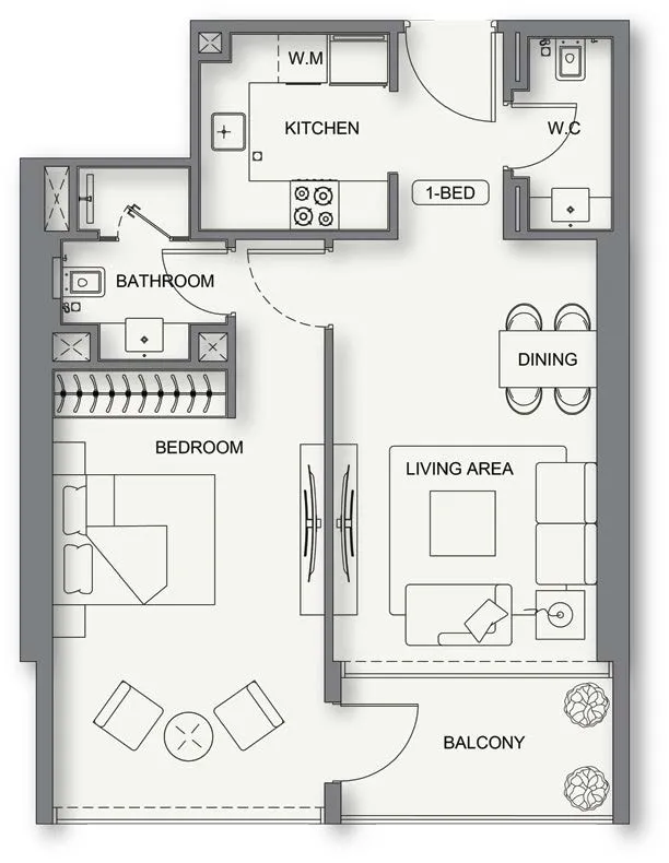 Floor plan — 1 BR