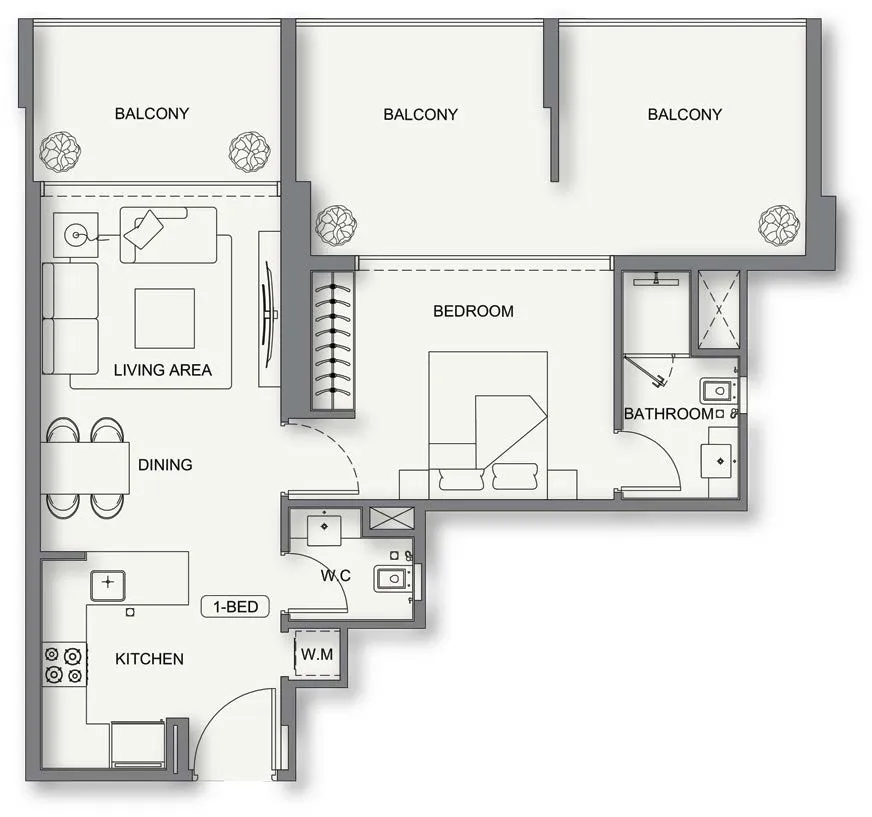 Floor plan — 1 BR