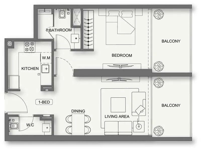 Floor plan — 1 BR
