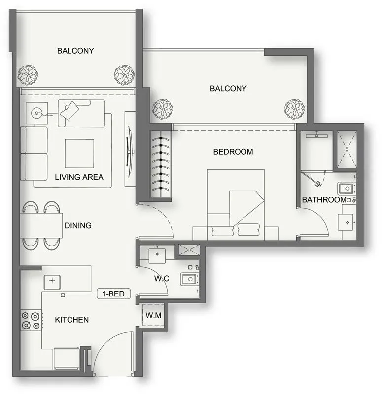Floor plan — 1 BR