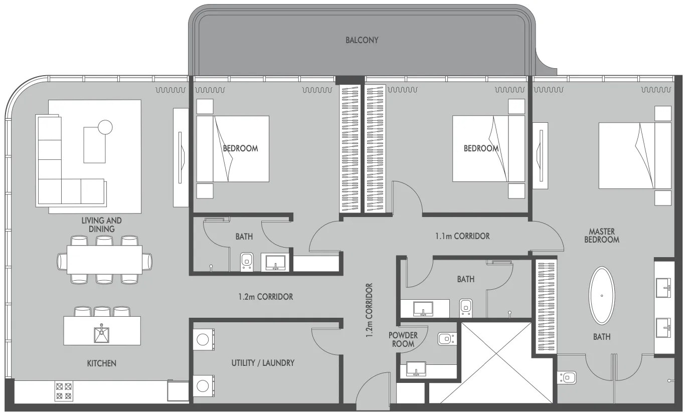 Floor plan — 3 BR