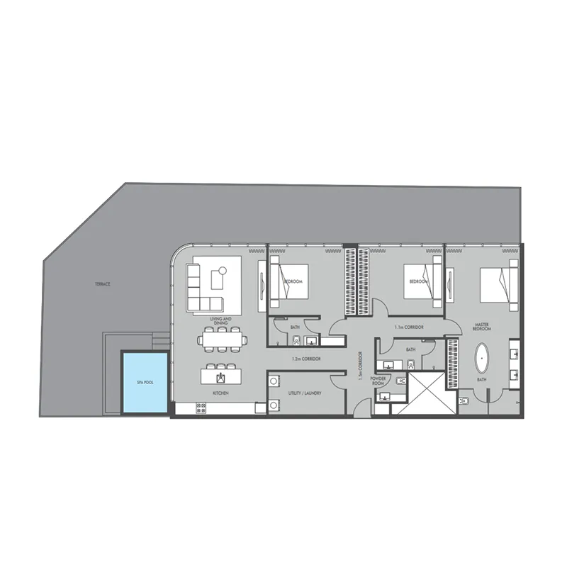 Floor plan — 3 BR