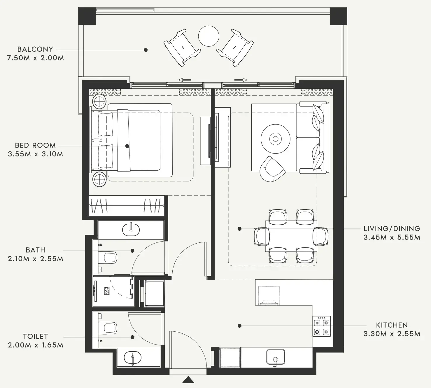 Floor plan — 1 BR