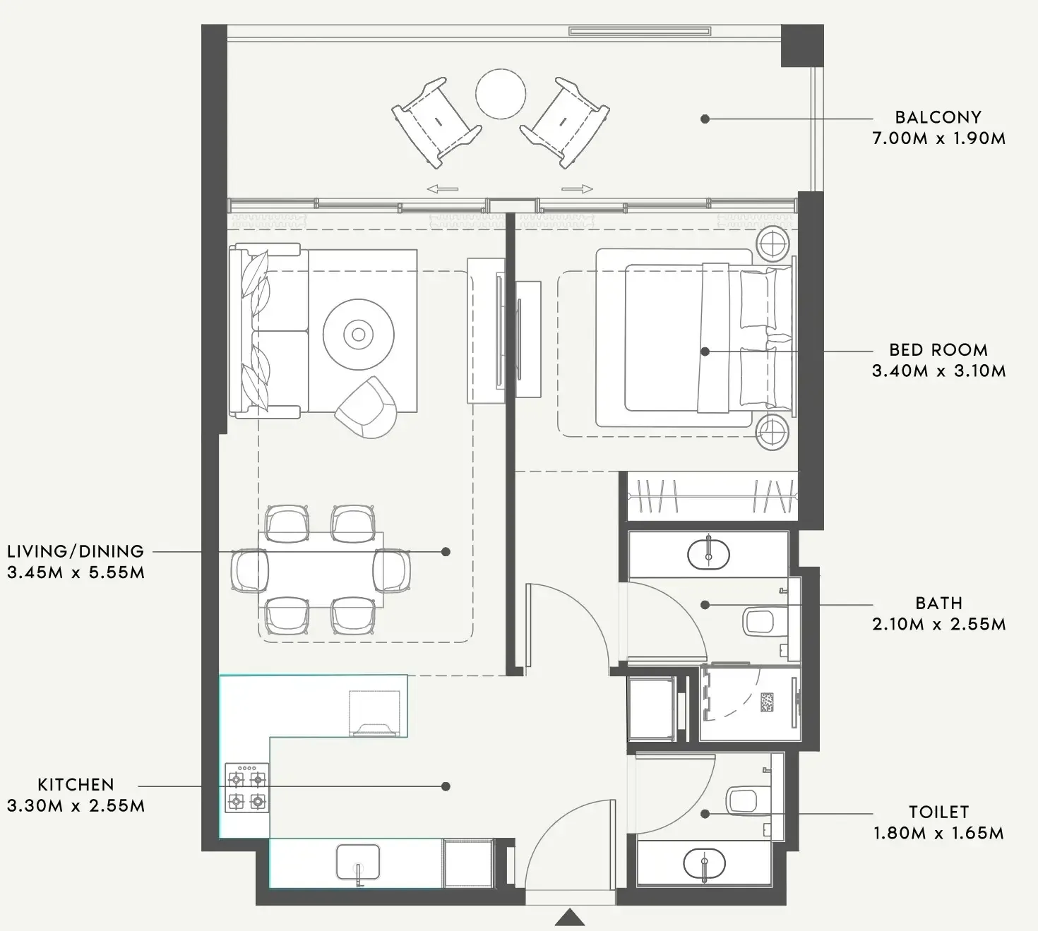 Floor plan — 1 BR
