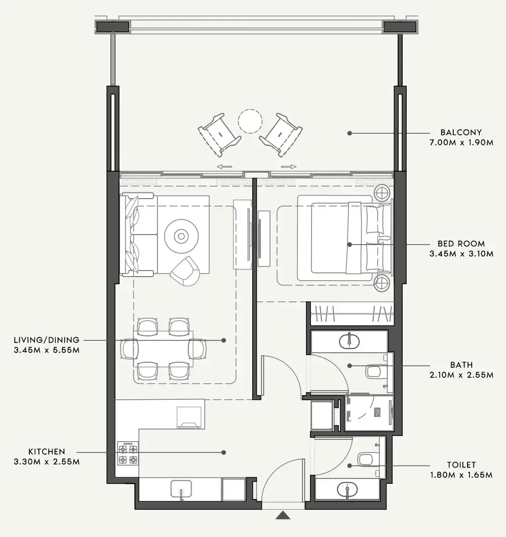 Floor plan — 1 BR