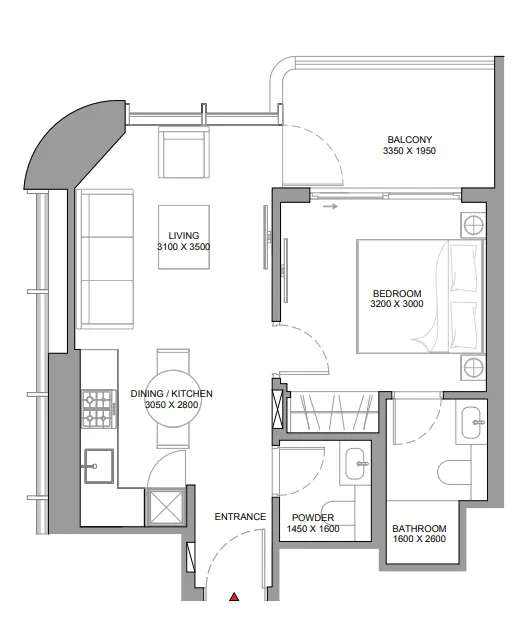 Floor plan — 1 BR