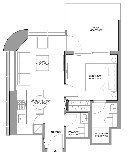 Floor plan — 1 BR