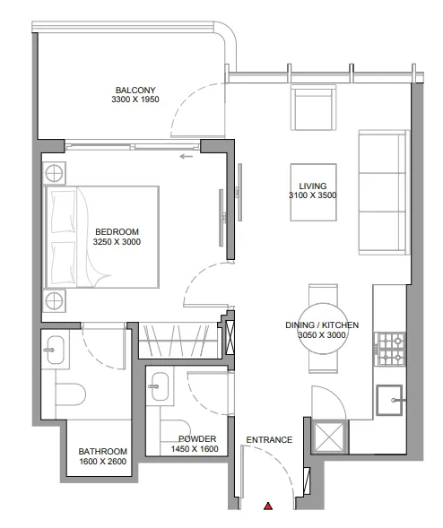 Floor plan — 1 BR