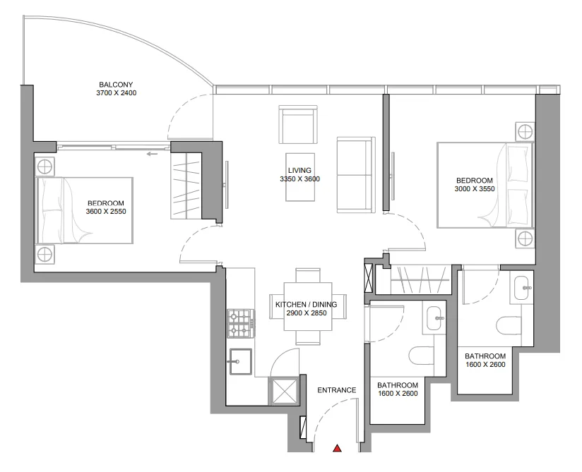 Floor plan — 2 BR