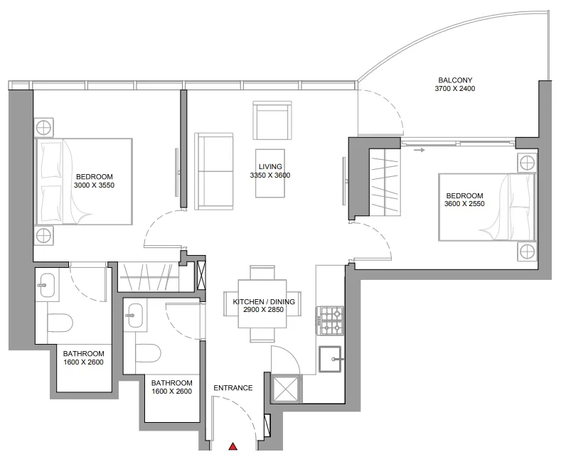Floor plan — 2 BR