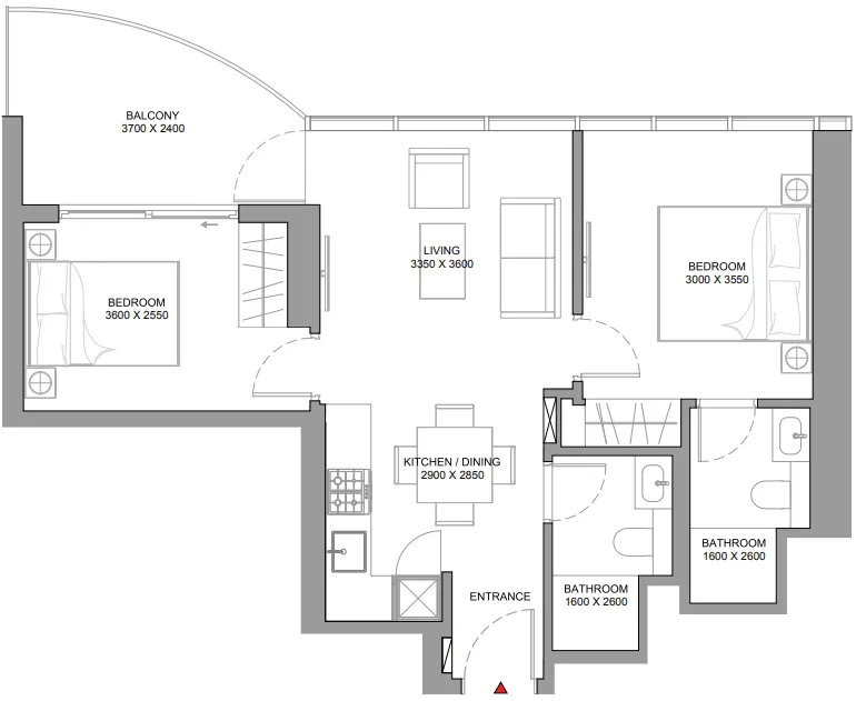 Floor plan — 2 BR