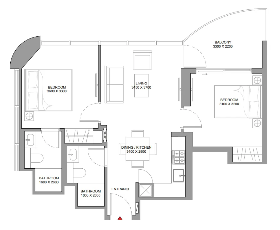 Floor plan — 2 BR