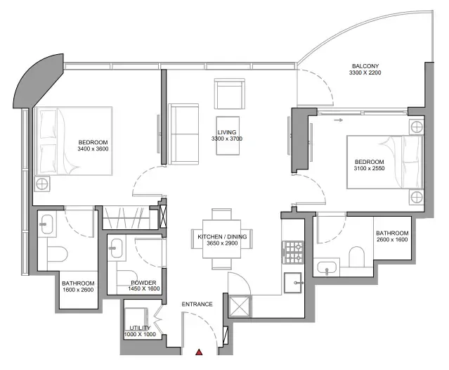 Floor plan — 2 BR